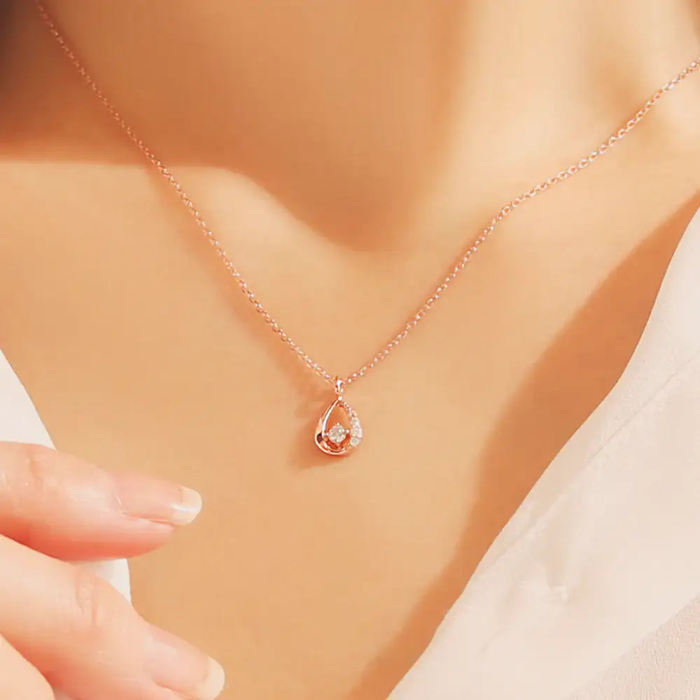 OST - Sparkling Water Drop Rose Gold Necklace - OST - Jewelry - Harumio