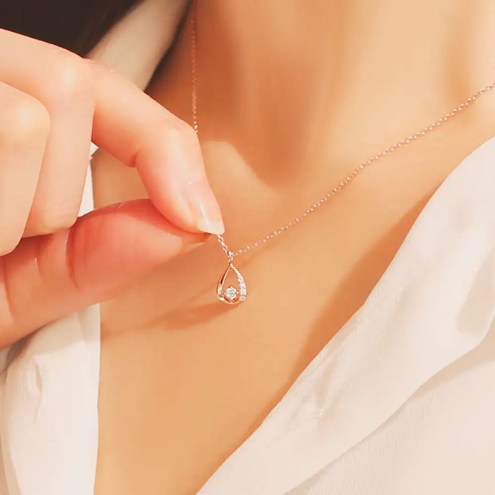 OST - Sparkling Water Drop Rose Gold Necklace - OST - Jewelry - Harumio