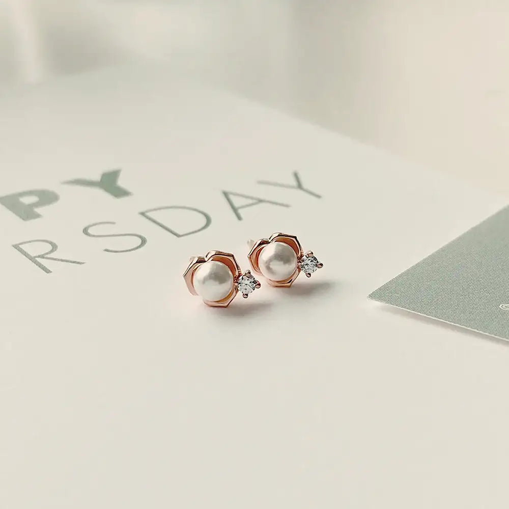 OST - Flat Rose Pearl Silver Earrings - OST - Jewelry - Harumio
