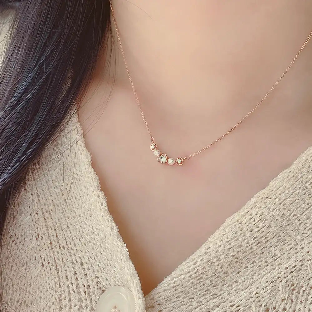 OST - Rose Garden Pearl Silver Necklace - OST - Jewelry - Harumio