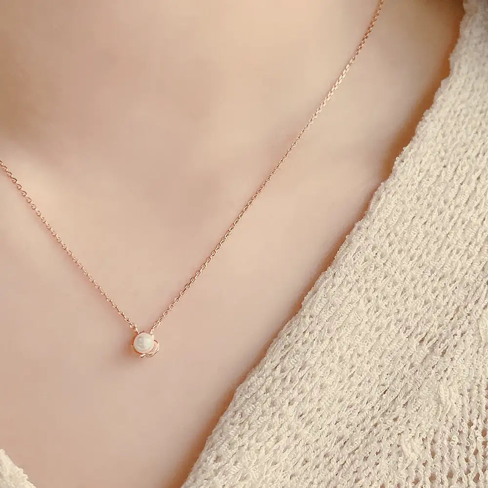 OST - Flat Rose Pearl Silver Necklace - OST - Jewelry - Harumio