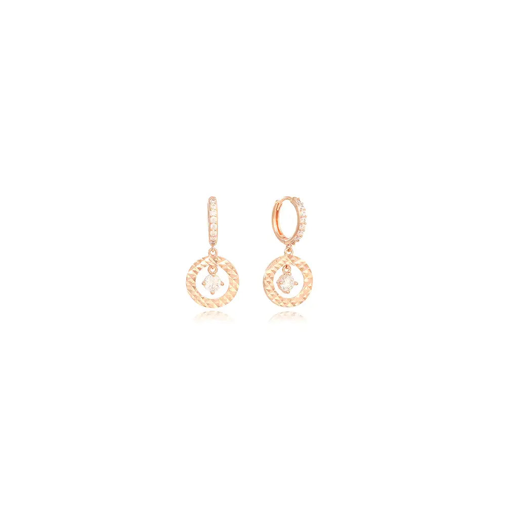 OST - Rose Gold Round Cubic Ring Silver Earrings - OST - Jewelry - Harumio