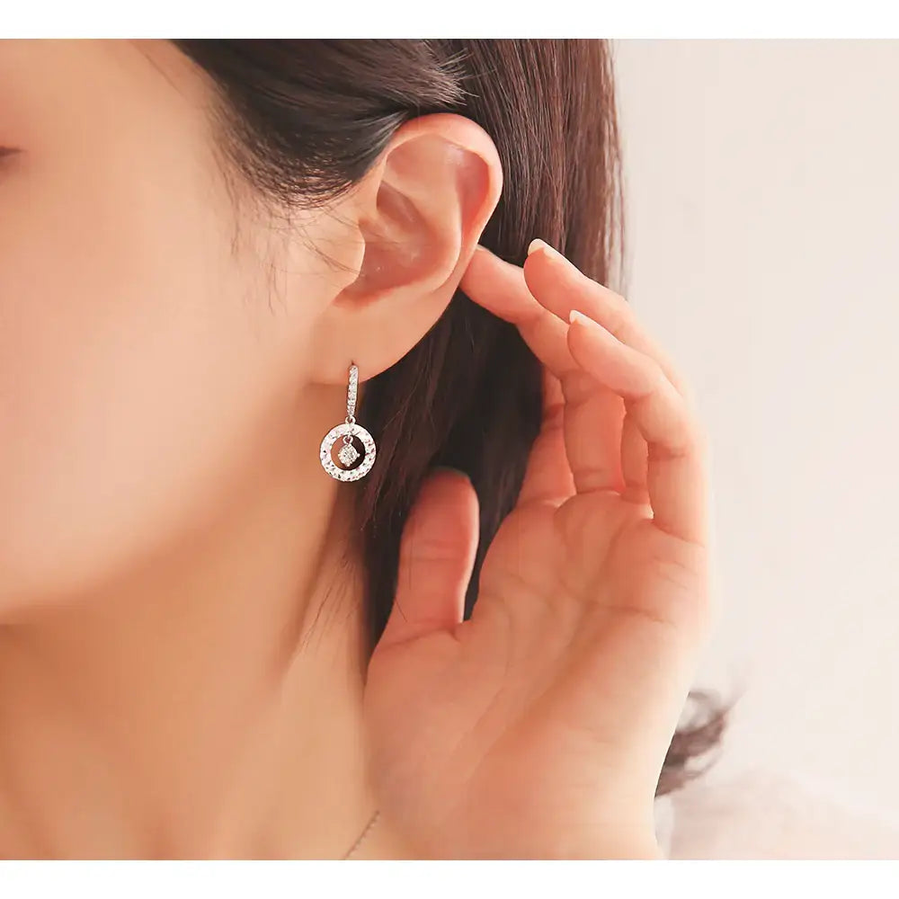 OST - Silver Round Cubic Ring Silver Earrings - OST - Jewelry - Harumio