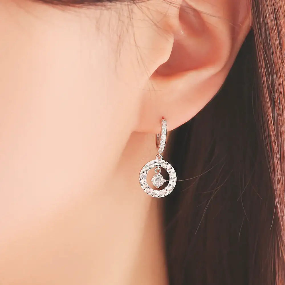 OST - Silver Round Cubic Ring Silver Earrings - OST - Jewelry - Harumio