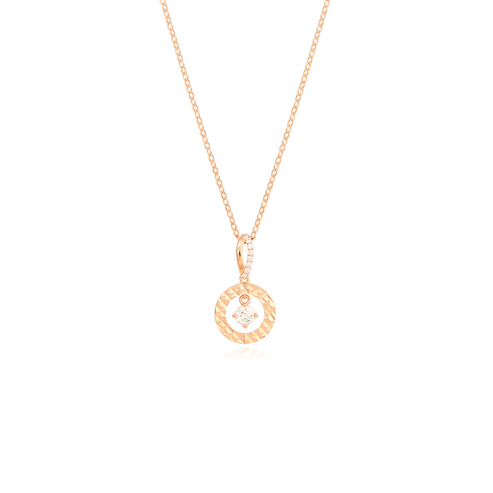 OST - Rose Gold Round Dangle Cubic Silver Necklace