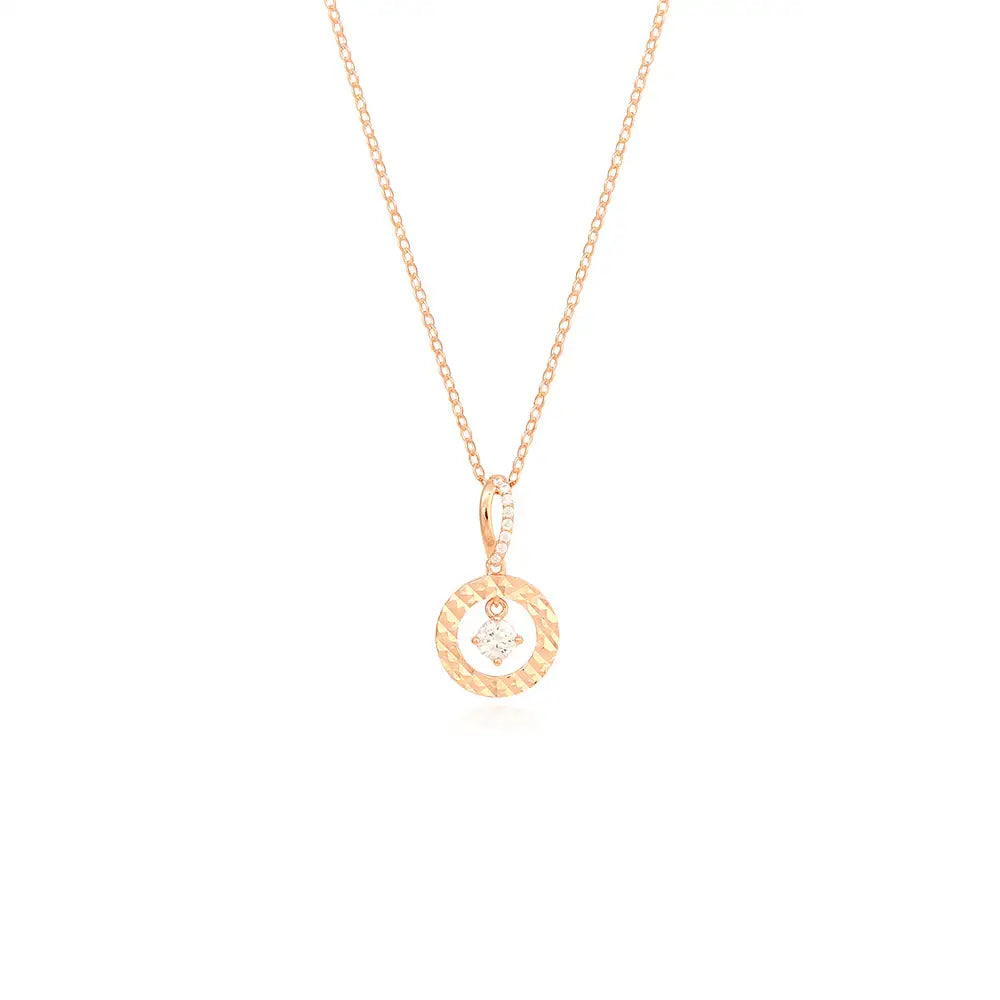 OST - Rose Gold Round Dangle Cubic Silver Necklace - OST - Jewelry - Harumio