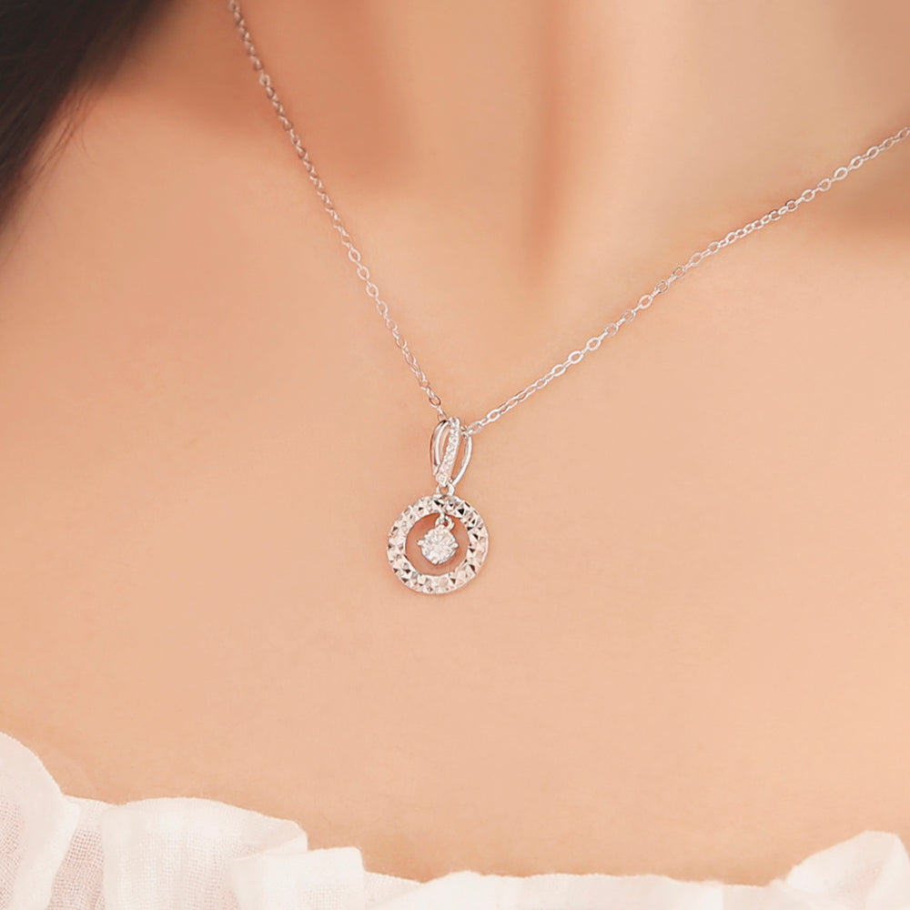 OST - Silver Round Dangle Cubic Silver Necklace