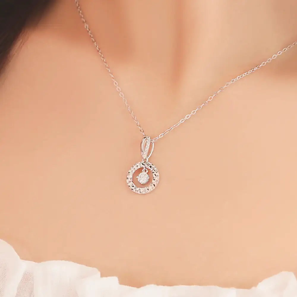 OST - Silver Round Dangle Cubic Silver Necklace - OST - Jewelry - Harumio