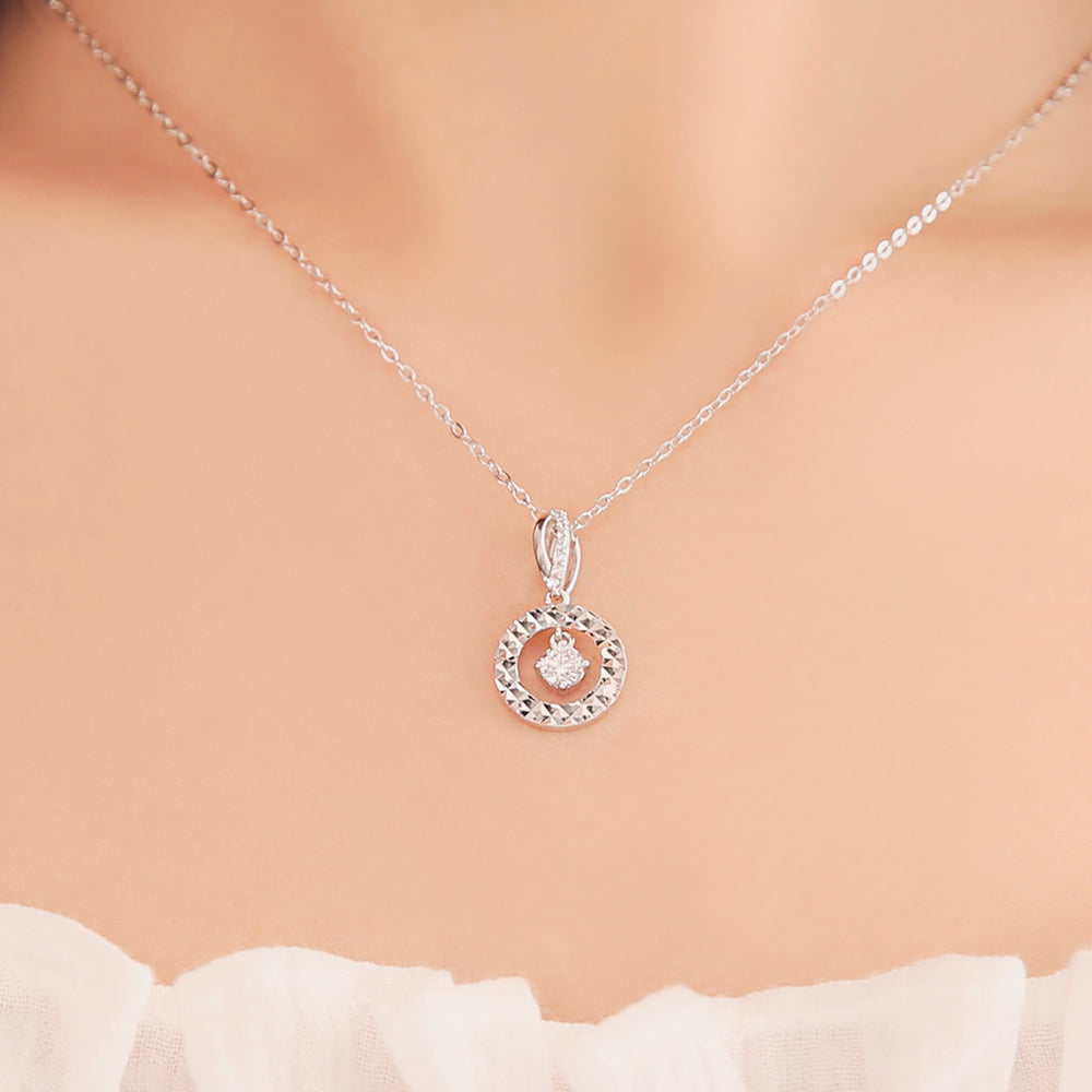 OST - Silver Round Dangle Cubic Silver Necklace