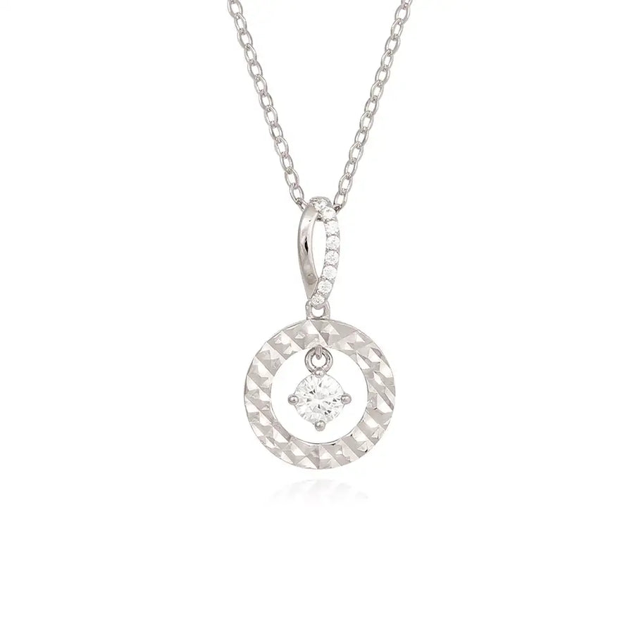 OST - Silver Round Dangle Cubic Silver Necklace - OST - Jewelry - Harumio