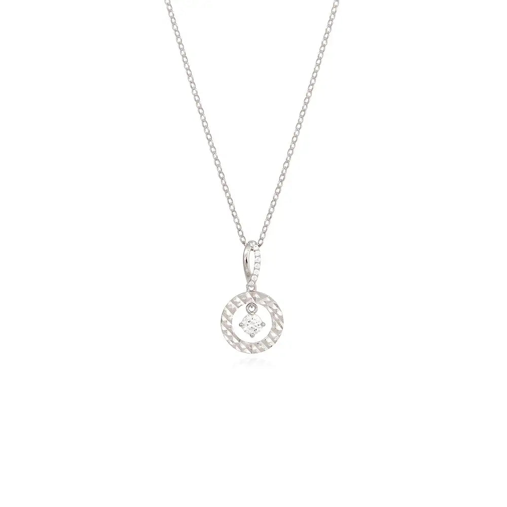 OST - Silver Round Dangle Cubic Silver Necklace - OST - Jewelry - Harumio