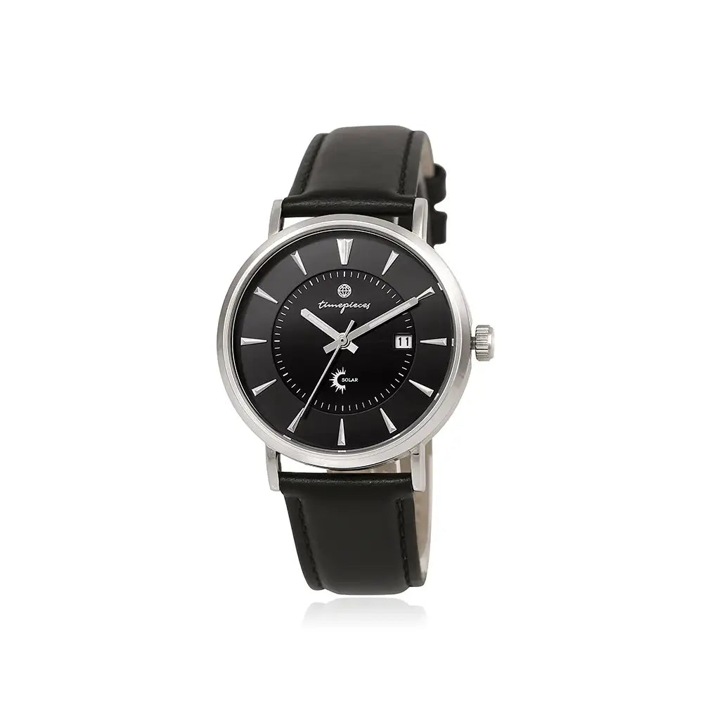 OST - Solar Charged Solar All Black Men's Leather Watch - OST - Watch - Harumio
