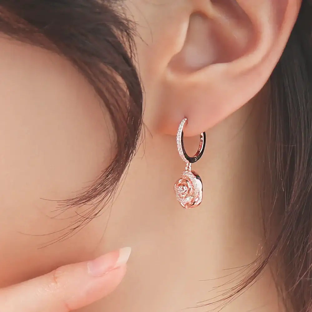 OST - Elegant Rose Garden Rose Gold Earrings - OST - Jewelry - Harumio