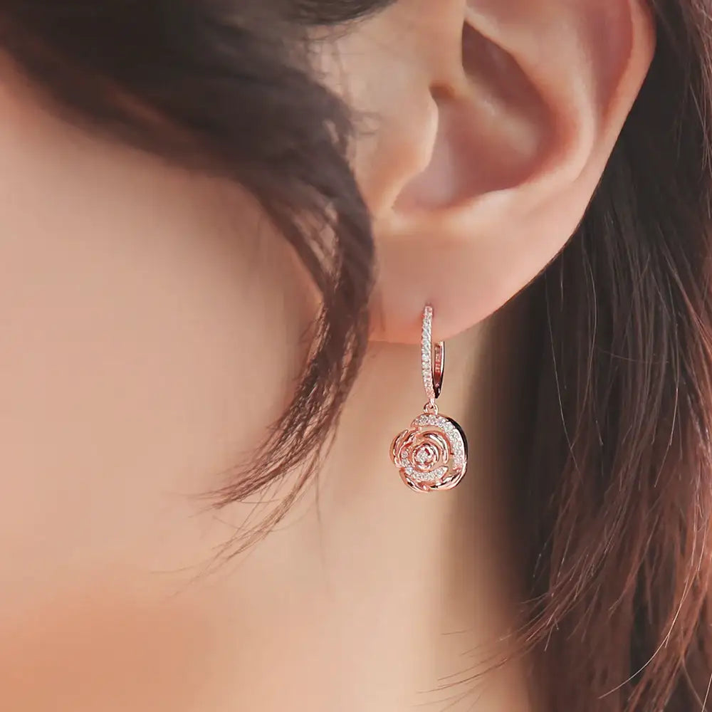 OST - Elegant Rose Garden Rose Gold Earrings - OST - Jewelry - Harumio