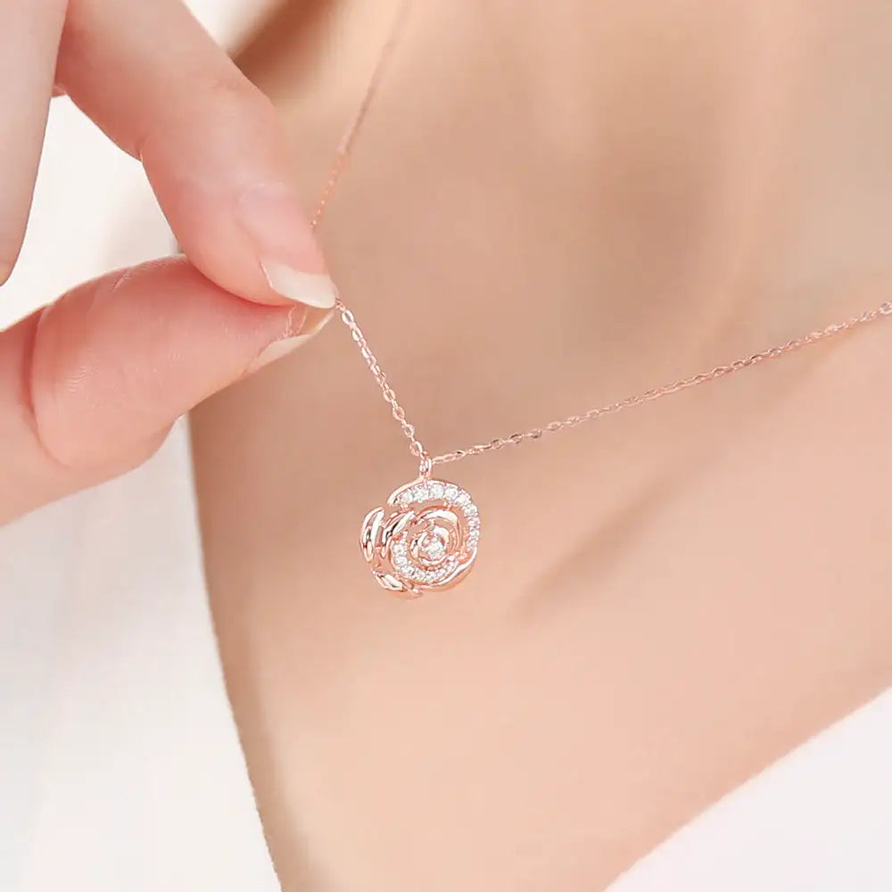 OST - Elegant Rose Garden Rose Gold Necklace - OST - Jewelry - Harumio