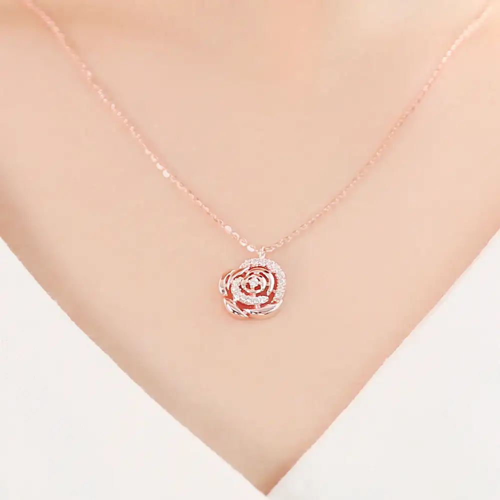 OST - Elegant Rose Garden Rose Gold Necklace - OST - Jewelry - Harumio