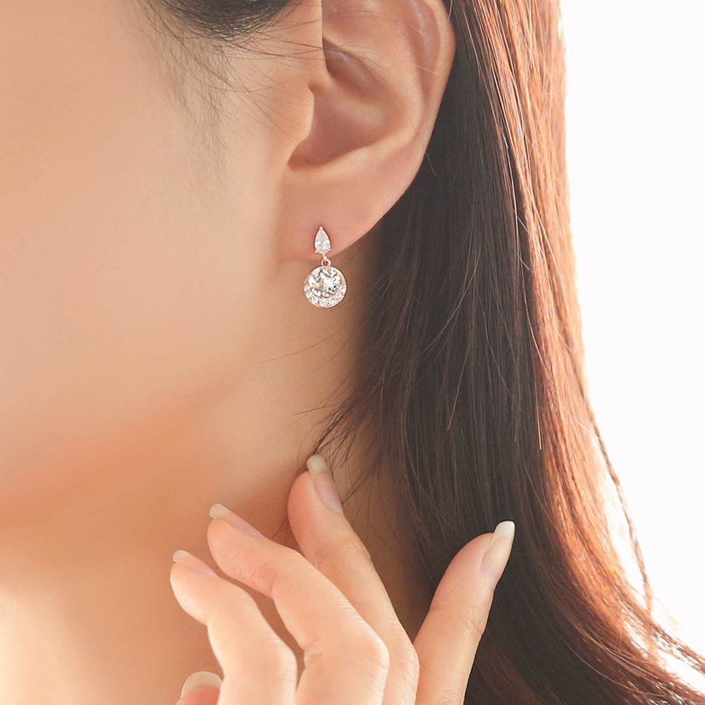 OST - Bright Rose Cut Cubic Rose Gold Earrings