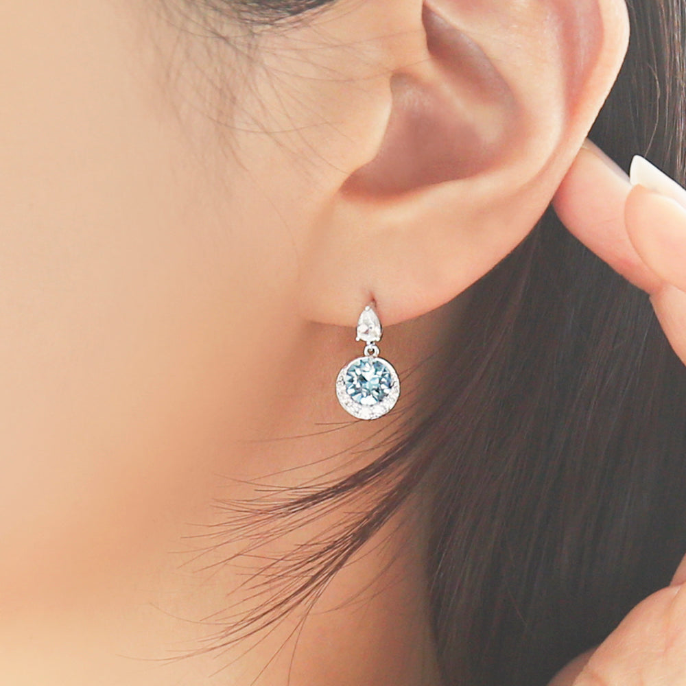 OST - Bright Blue Rose Cut Cubic Silver Earrings