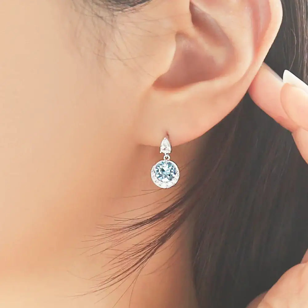 OST - Bright Blue Rose Cut Cubic Silver Earrings - OST - Jewelry - Harumio