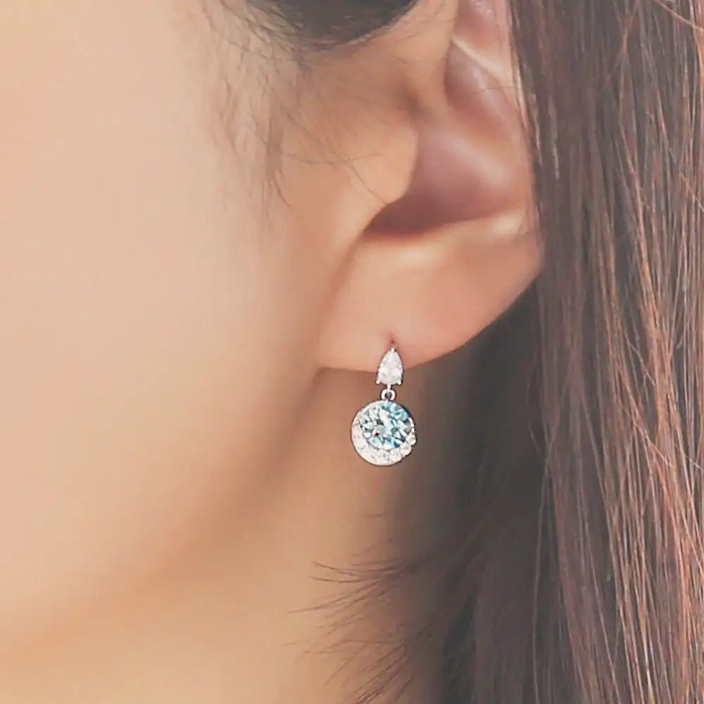 OST - Bright Blue Rose Cut Cubic Silver Earrings - OST - Jewelry - Harumio