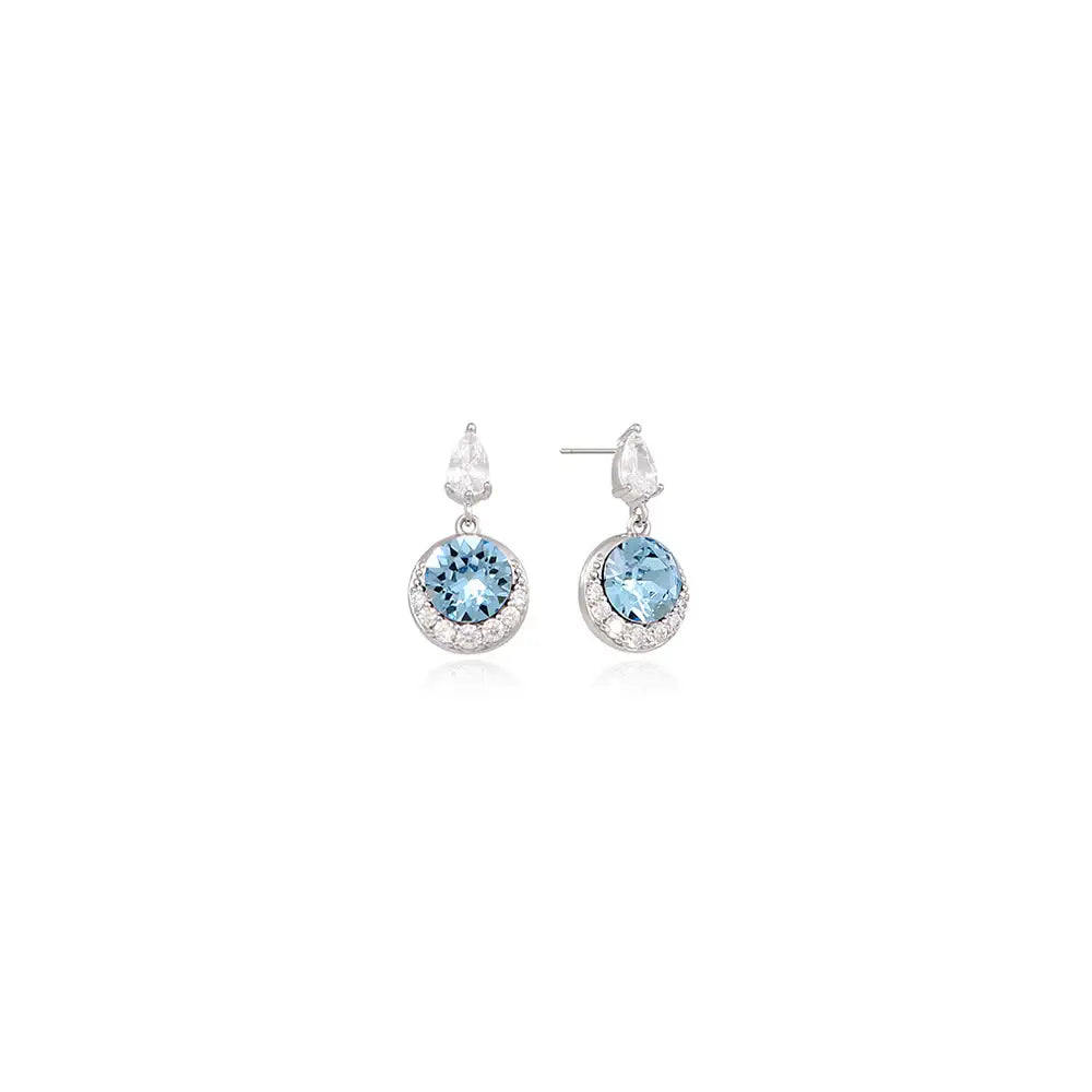 OST - Bright Blue Rose Cut Cubic Silver Earrings - OST - Jewelry - Harumio