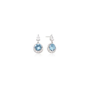 OST - Bright Blue Rose Cut Cubic Silver Earrings - OST - Jewelry - Harumio