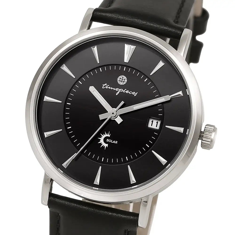 OST - Solar Charged Solar All Black Men's Leather Watch - OST - Watch - Harumio