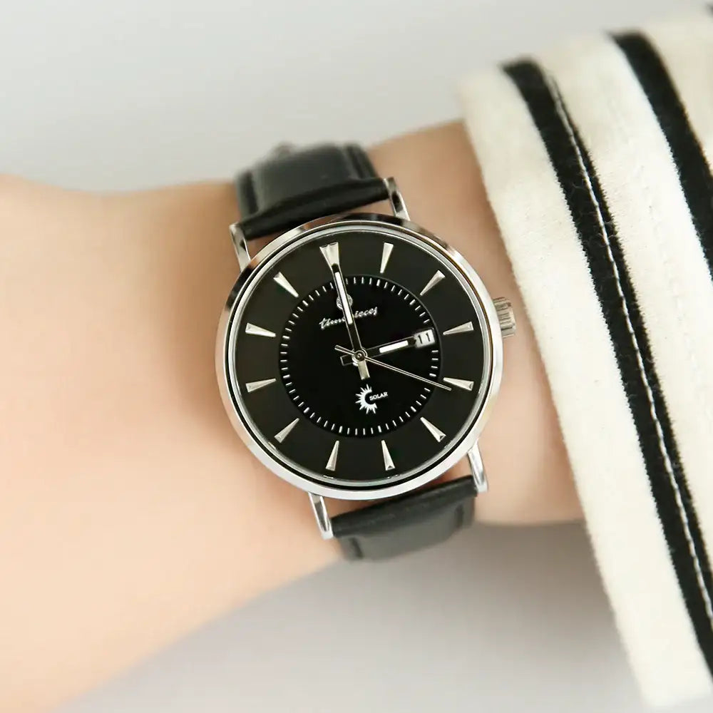 OST - Solar Charged Solar All Black Men's Leather Watch - OST - Watch - Harumio