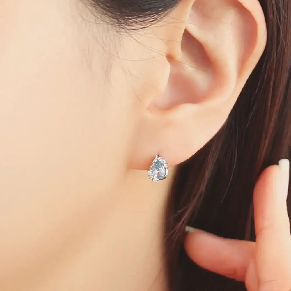 OST - Minimal Blue Water Drop Silver Earrings - OST - Jewelry - Harumio