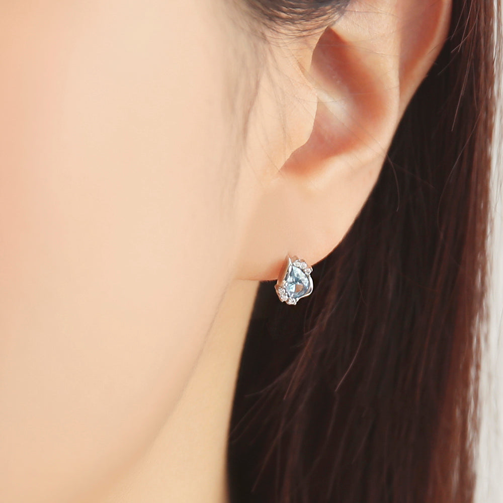 OST - Minimal Blue Water Drop Silver Earrings