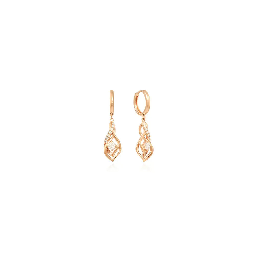 OST - Cubic Wave Line Rose Gold Earrings - OST - Jewelry - Harumio