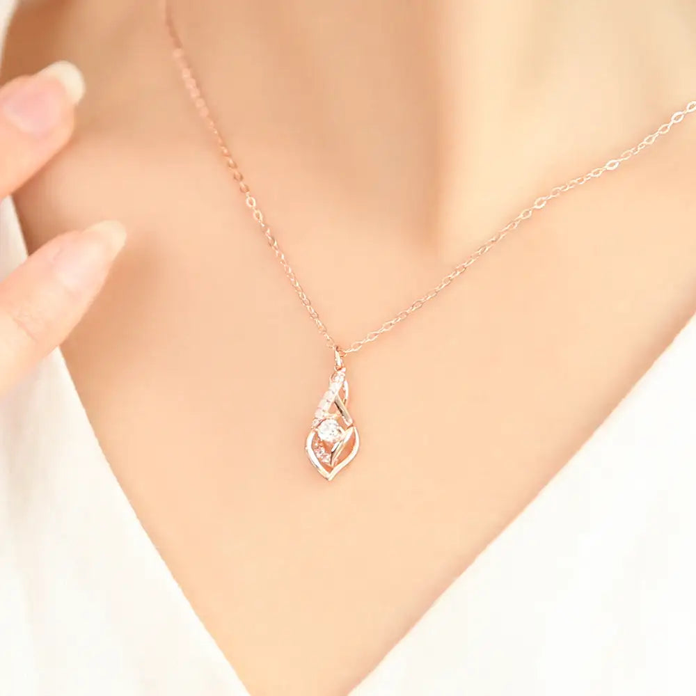OST - Cubic Wave Line Rose Gold Necklace - OST - Jewelry - Harumio