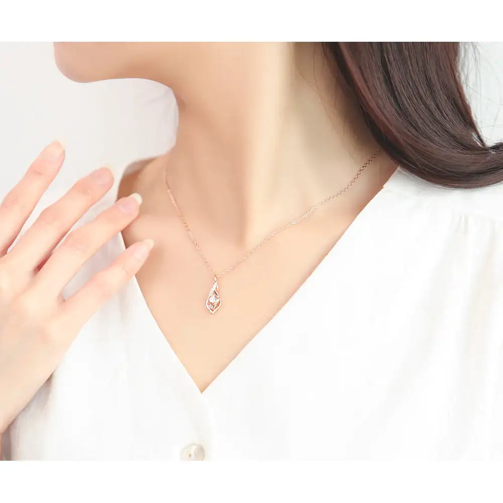 OST - Cubic Wave Line Rose Gold Necklace - OST - Jewelry - Harumio