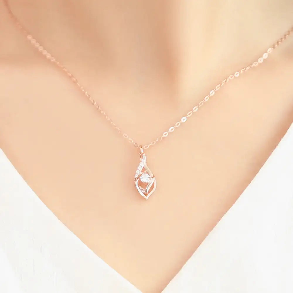 OST - Cubic Wave Line Rose Gold Necklace - OST - Jewelry - Harumio