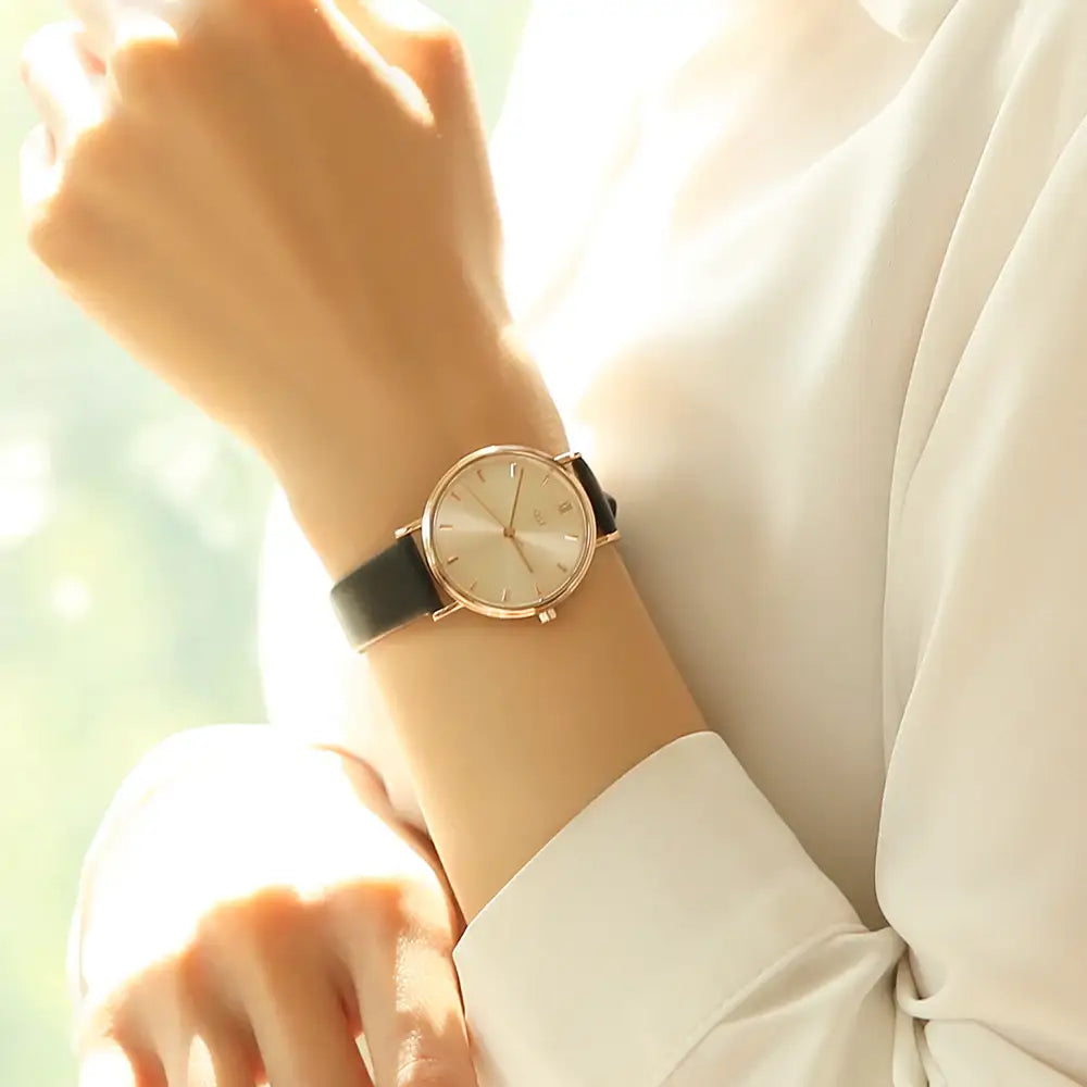 OST - Daily Soft Black Leather Watch - OST - Watch - Harumio