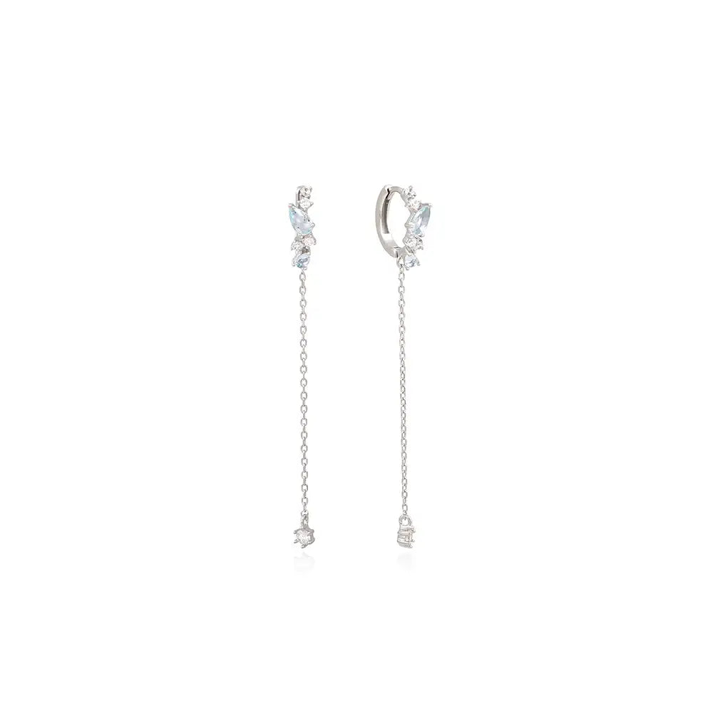 OST - Blue Point Long Chain Silver Earrings - OST - Jewelry - Harumio