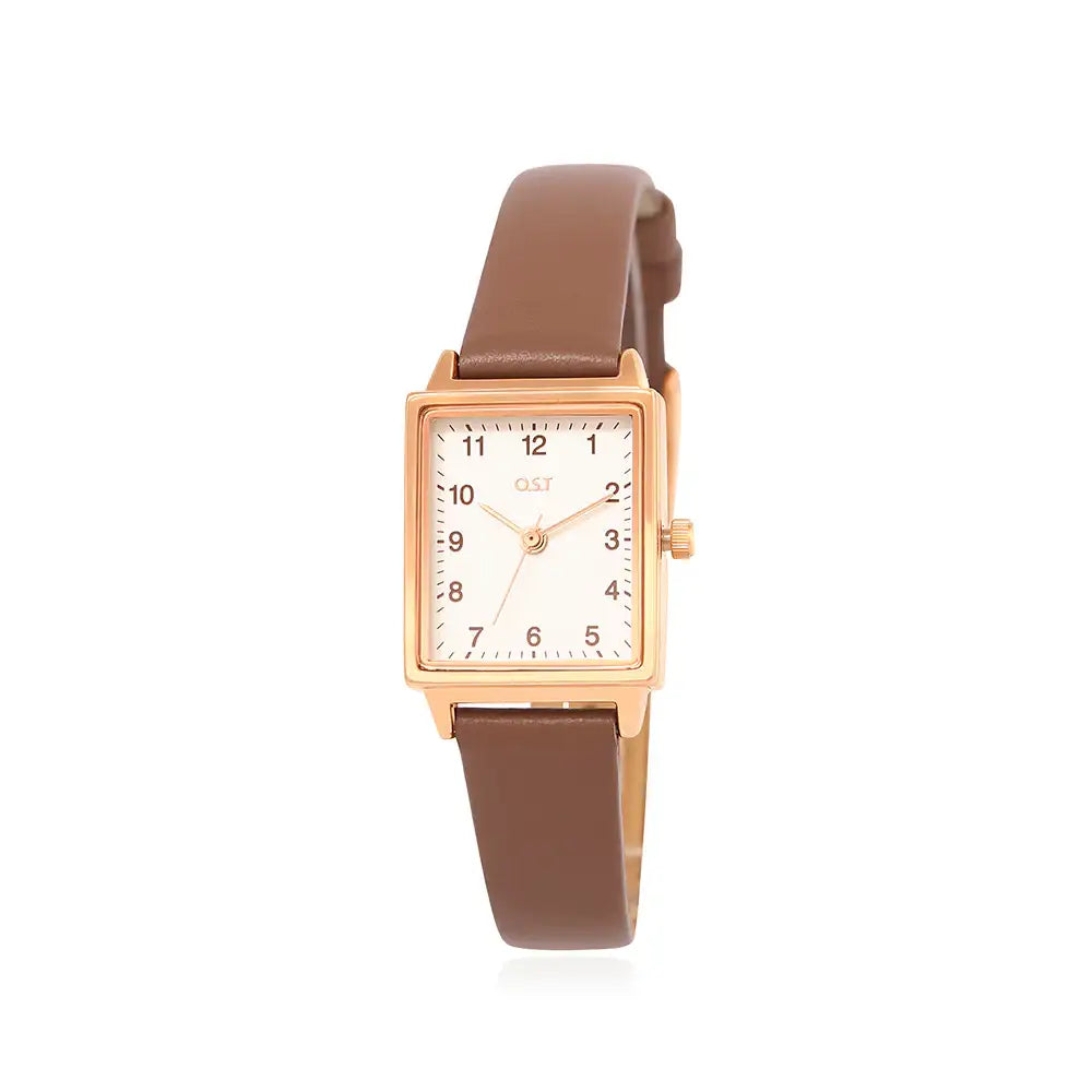 OST - Modern Square Brown Women's Leather Watch - OST - Watch - Harumio