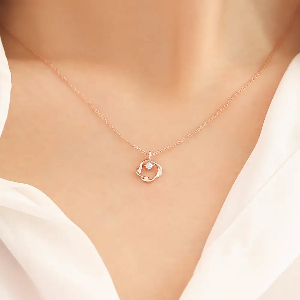 OST - Wave Line Cubic Rose Gold Necklace - OST - Jewelry - Harumio
