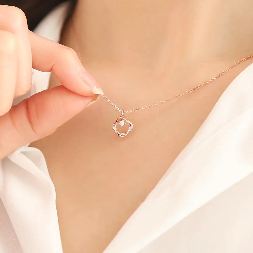 OST - Wave Line Cubic Rose Gold Necklace - OST - Jewelry - Harumio
