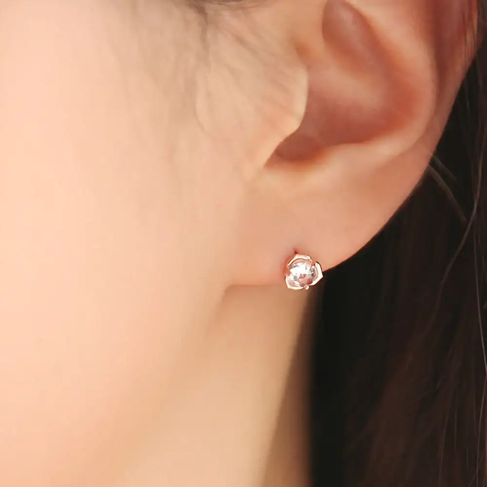 OST - Rose Flower Rose Gold Earrings - OST - Jewelry - Harumio