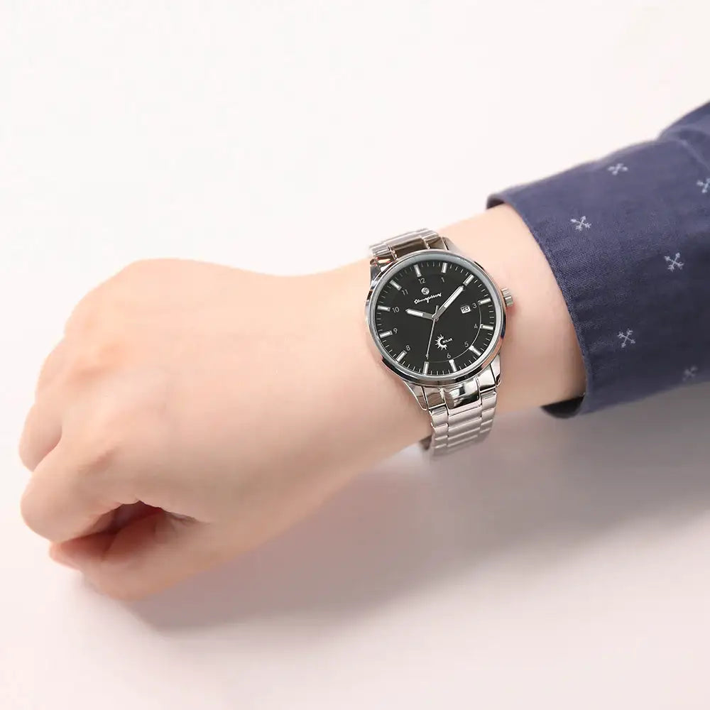 OST - Black Solar Silver Men's Couple Metal Watch - OST - Watch - Harumio