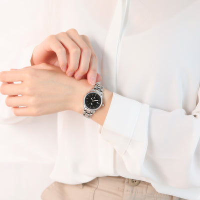 OST - Black Solar Silver Women's Couple Metal Watch