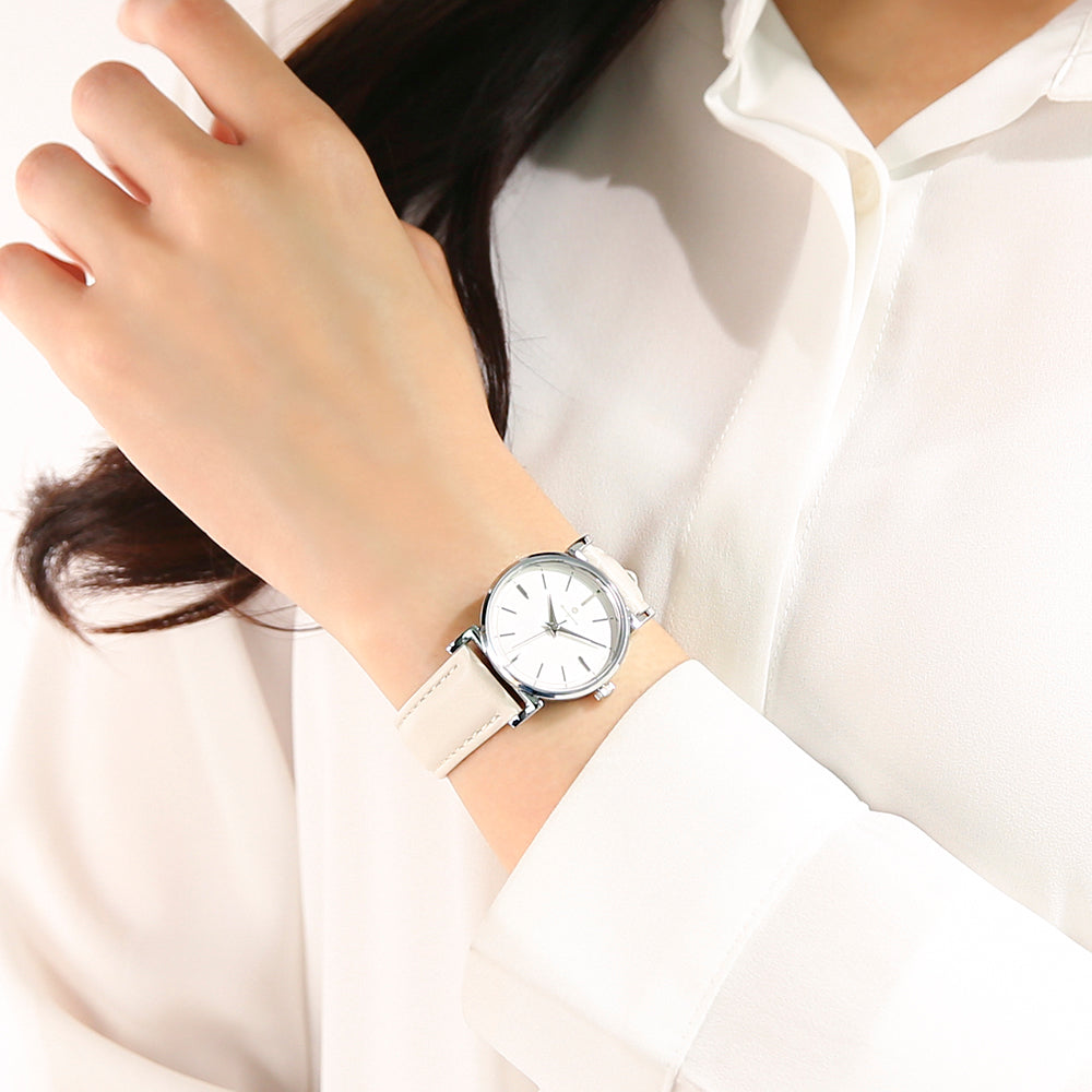 OST - Vivid Green Point Ivory Leather Watch