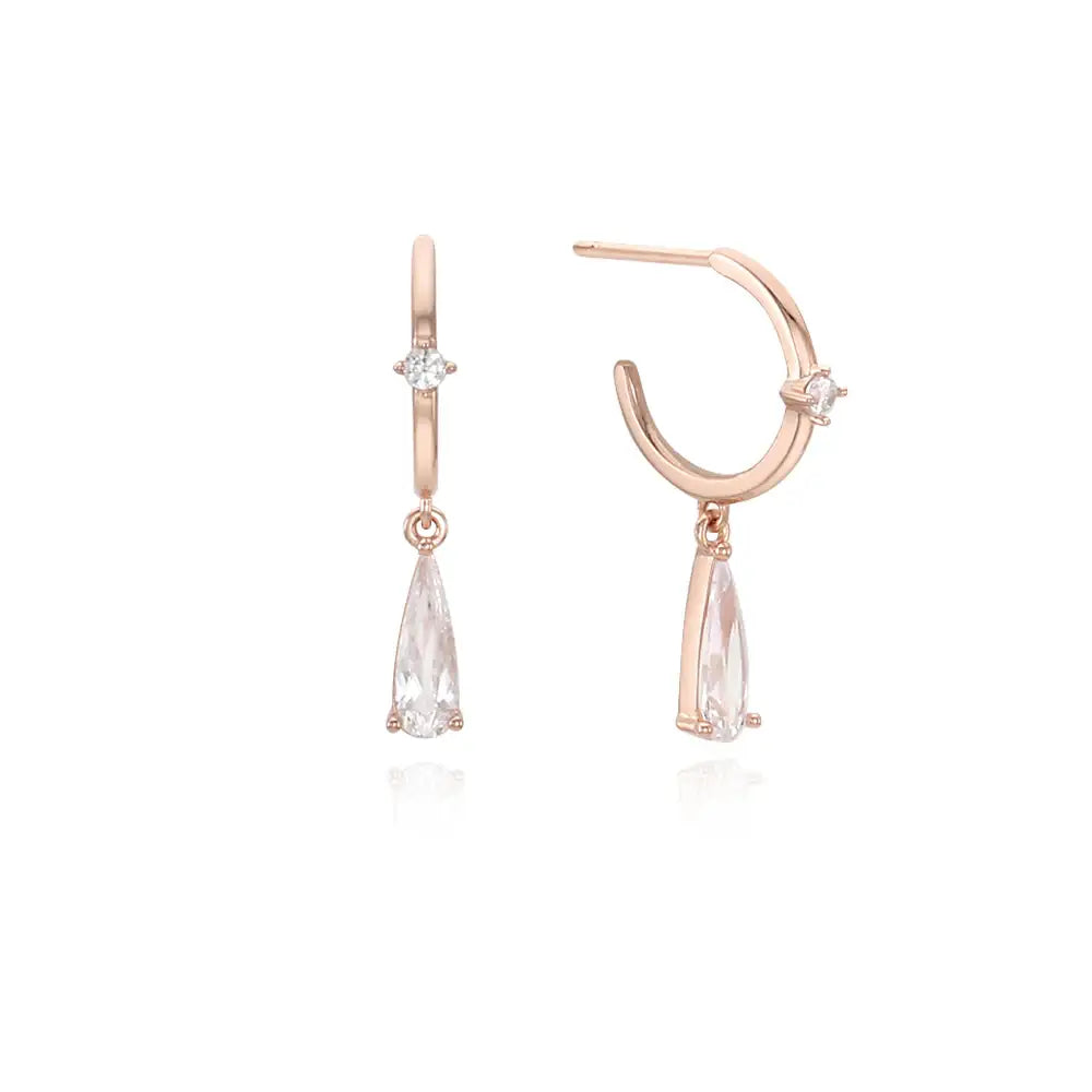 OST - Drop Cubic Half Ring Silver Earrings - OST - Jewelry - Harumio