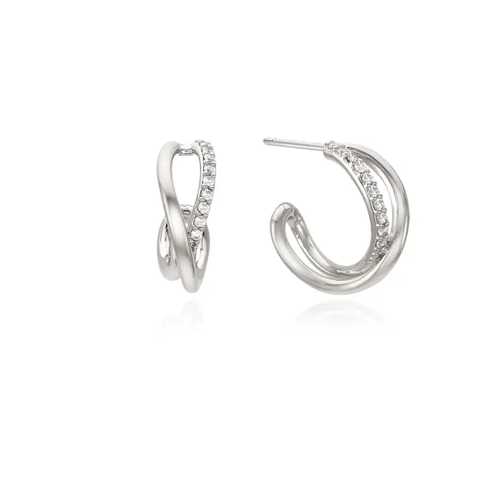 OST - Double Curved Half Ring Silver Earrings - OST - Jewelry - Harumio