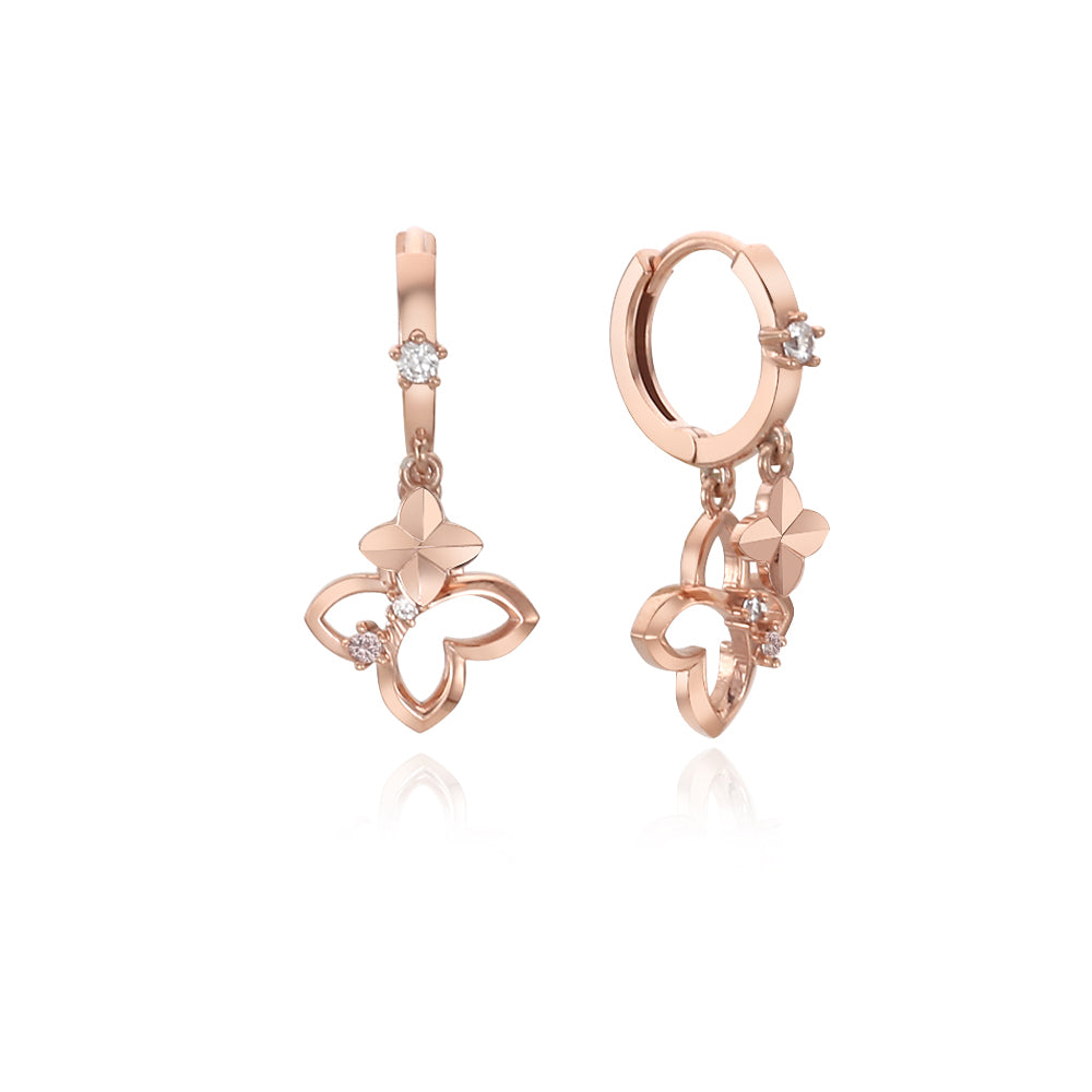 OST - Butterfly One Touch Ring Silver Earrings