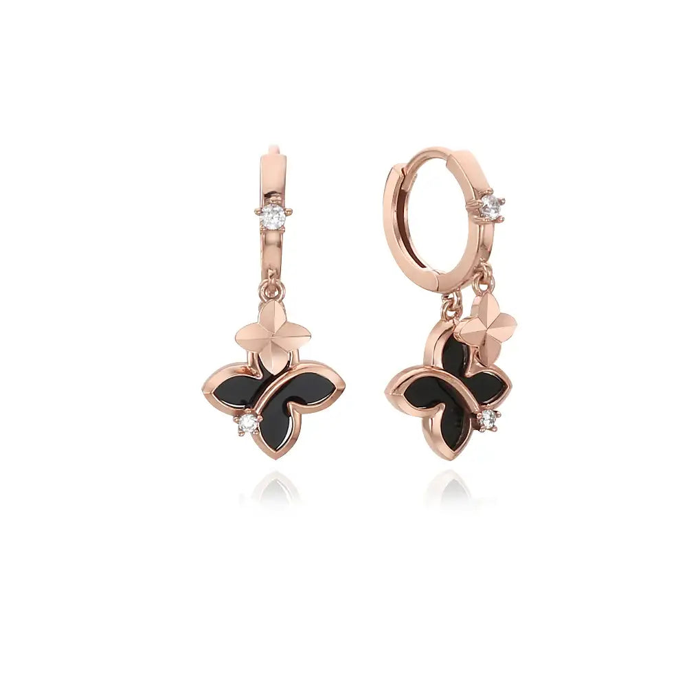 OST - Black Butterfly One Touch Ring Silver Earrings - OST - Jewelry - Harumio