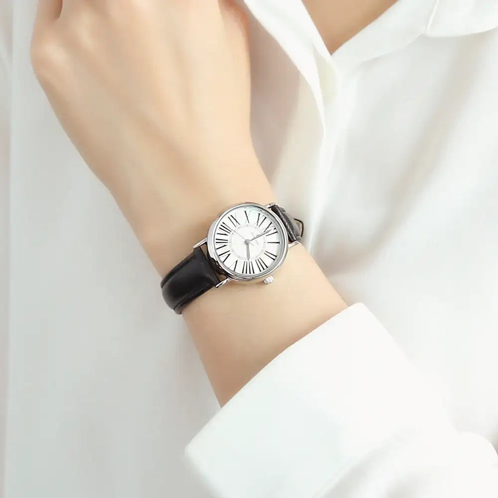 OST - Modern Time Roman Dial Black Women's Leather Watch - OST - Watch - Harumio