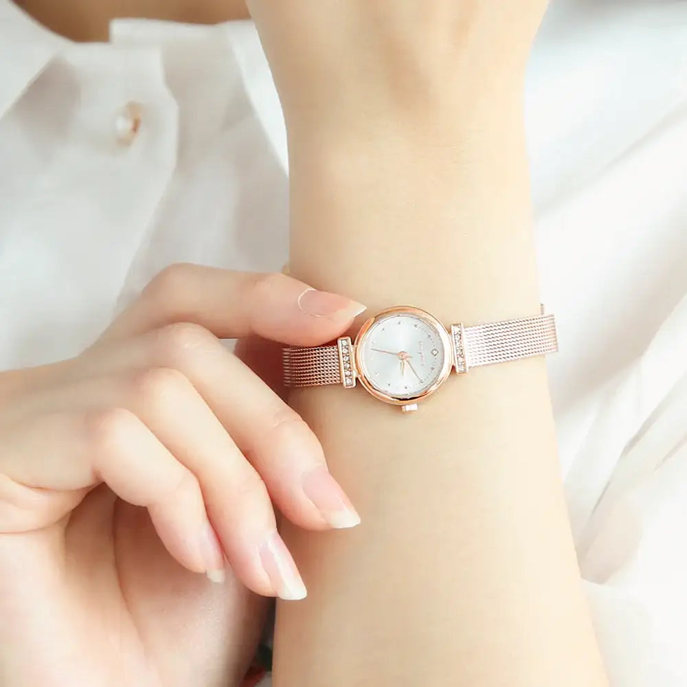 OST - Pretty Cubic Bezel Rose Gold Women's Mesh Watch - OST - Watch - Harumio