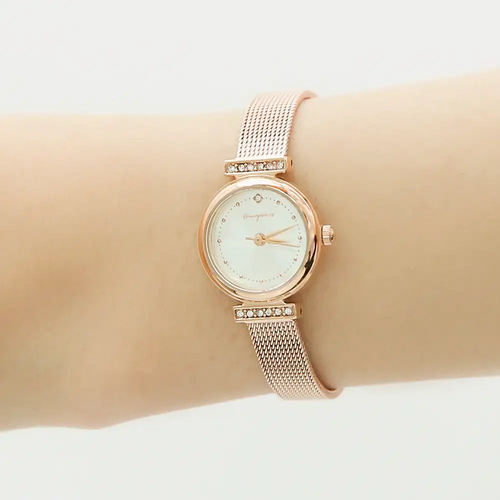 OST - Pretty Cubic Bezel Rose Gold Women's Mesh Watch - OST - Watch - Harumio